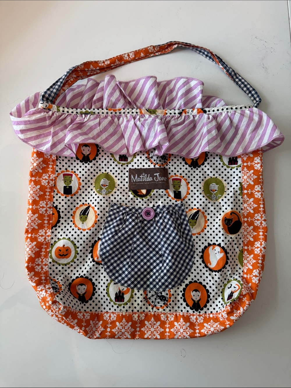 Matilda Jane Orange, Purple & Black Halloween Ruffle Tote
